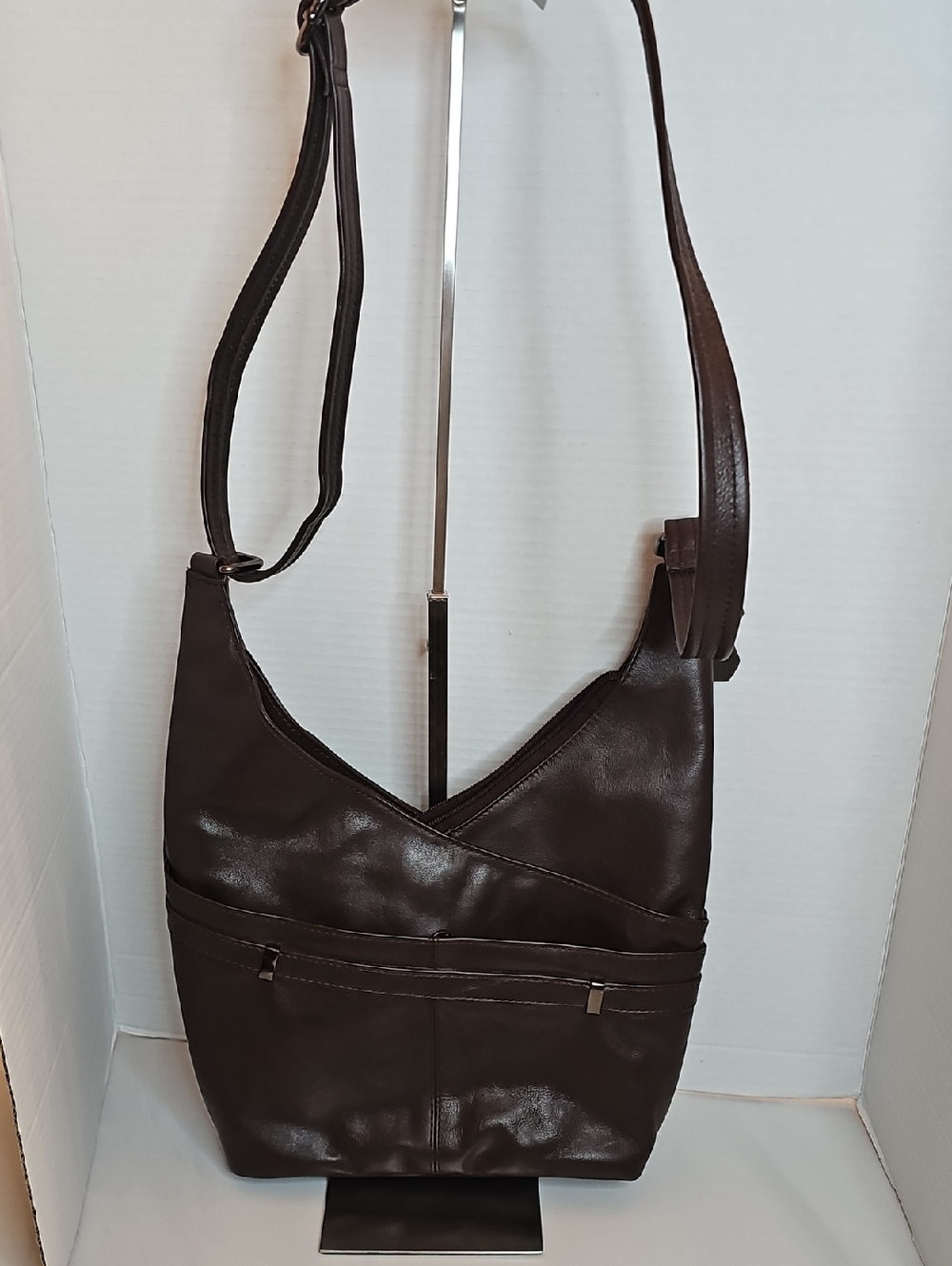 Classic Dark Brown Leather Shoulder Bag